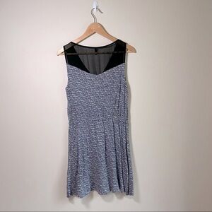 NAF NAF Viscose Sheer Shoulder Fit and  Flare Dress Gray Black Size Small